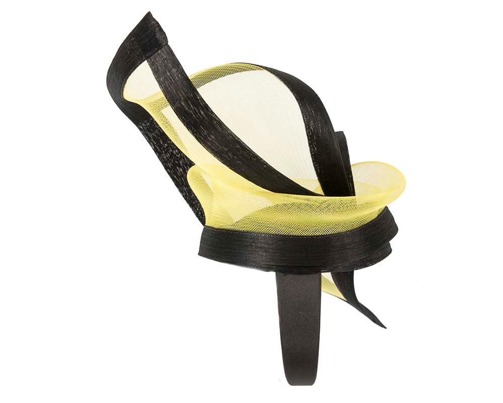 Bespoke Black and Yellow fascinator by Fillies Collection - Hats From OZ UK Bespoke Black and Yellow fascinator by Fillies Collection - Image 4