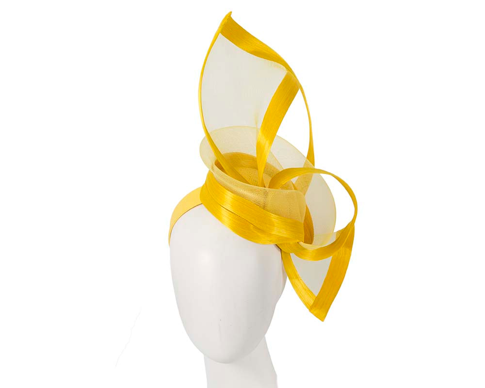 Yellow edgy racing fascinator by Fillies Collection - Hats From OZ UK | S107Y Yellow edgy racing fascinator by Fillies Collection - Hats From OZ UK