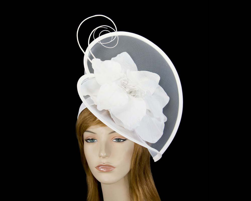 Large white flower heart fascinator - Hats From OZ UK