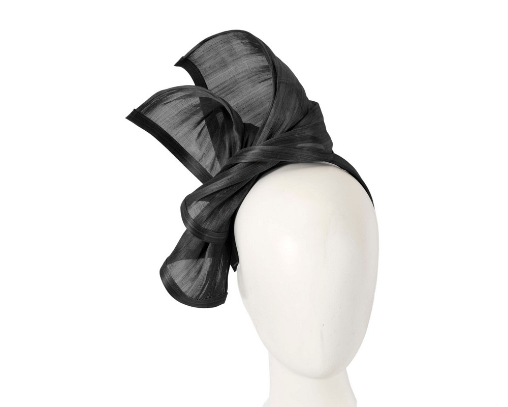 Bespoke black silk abaca racing fascinator by Fillies Collection - Hats From OZ UK | S222B Bespoke black silk abaca racing fascinator by Fillies Collection - Hats From OZ UK