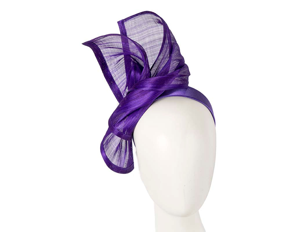 Bespoke purple silk abaca racing fascinator by Fillies Collection - Hats From OZ UK | S222PR Bespoke purple silk abaca racing fascinator by Fillies Collection - Hats From OZ UK