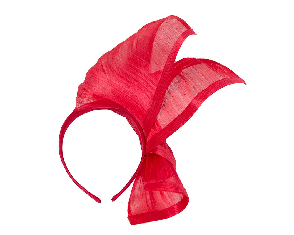 Bespoke red silk abaca racing fascinator by Fillies Collection - Hats From OZ UK Bespoke red silk abaca racing fascinator by Fillies Collection - Image 4