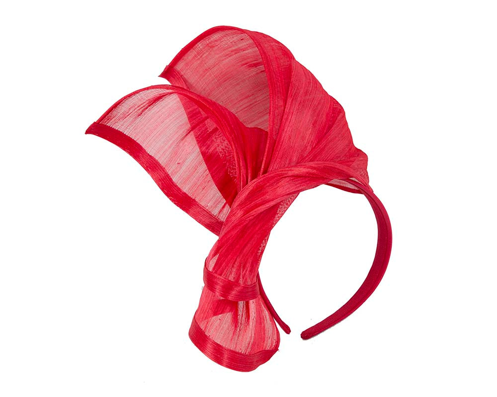 Bespoke red silk abaca racing fascinator by Fillies Collection - Hats From OZ UK Bespoke red silk abaca racing fascinator by Fillies Collection - Image 2