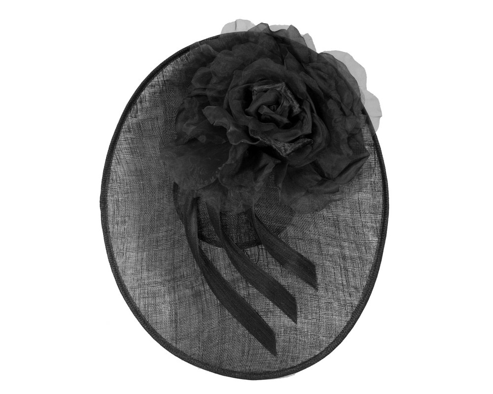 Large black plate racing fascinator by Fillies Collection - Hats From OZ UK Large black plate racing fascinator by Fillies Collection - Image 3