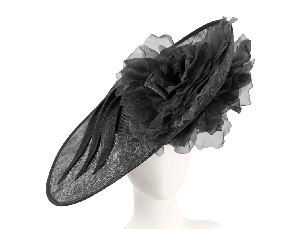 Large black plate racing fascinator by Fillies Collection - Hats From OZ UK