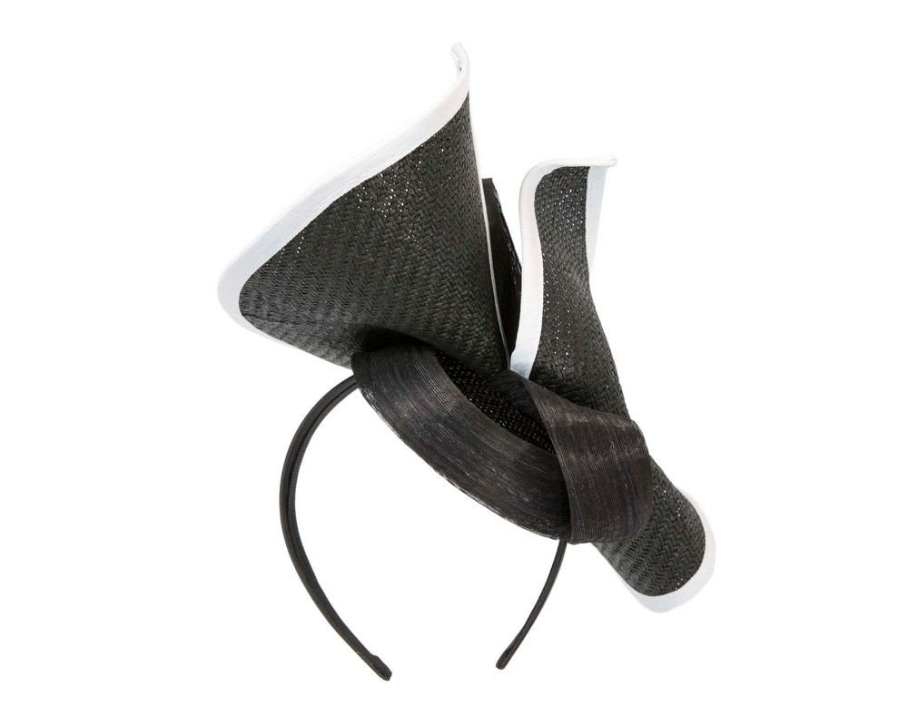 Large black & white Fillies Collection racing fascinator with bow - Hats From OZ UK Large black & white Fillies Collection racing fascinator with bow - Image 6
