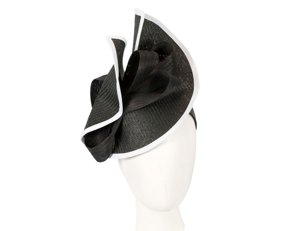 Large black & white Fillies Collection racing fascinator with bow - Hats From OZ UK