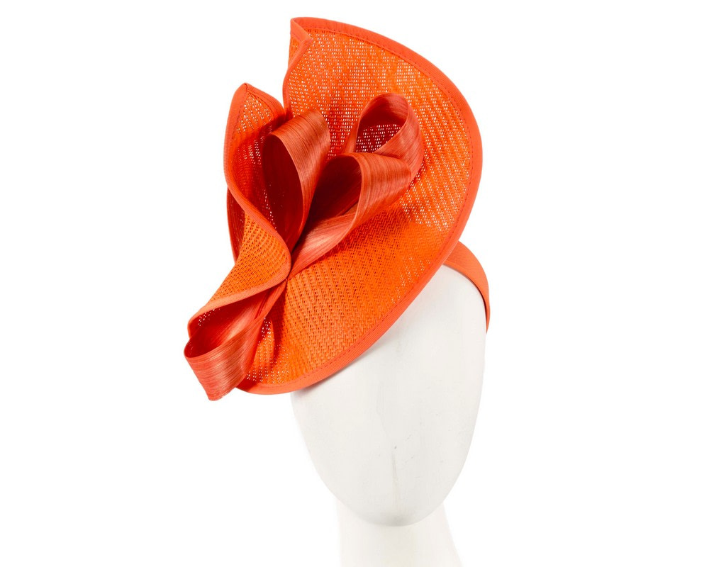 Large orange Fillies Collection racing fascinator with bow - Hats From OZ UK