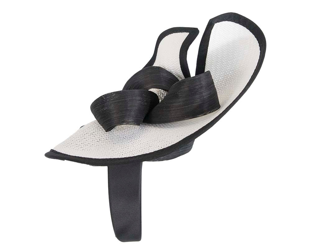 Large white & black Fillies Collection racing fascinator with bow - Hats From OZ UK Large white & black Fillies Collection racing fascinator with bow - Image 3