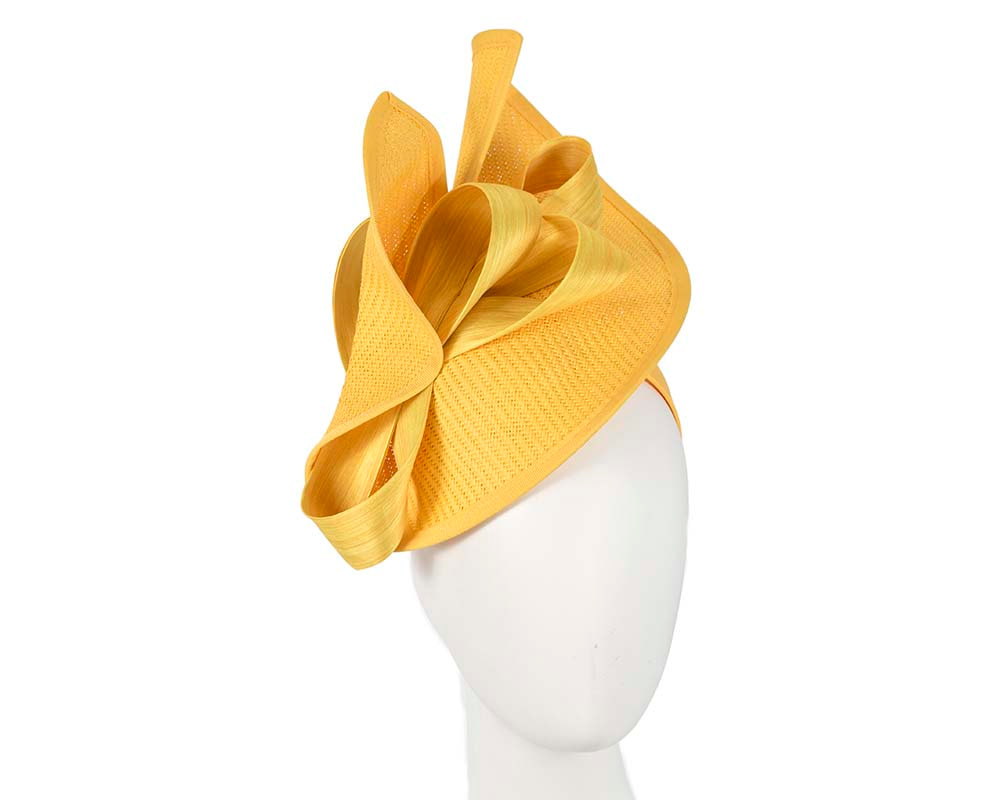 Large yellow Fillies Collection racing fascinator with bow - Hats From OZ UK