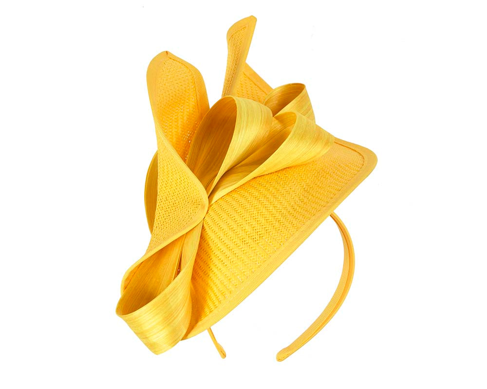 Large yellow Fillies Collection racing fascinator with bow - Hats From OZ UK Large yellow Fillies Collection racing fascinator with bow - Image 2