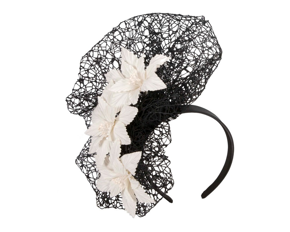 Staggering black & cream racing fascinator by Fillies Collection - Hats From OZ UK Staggering black & cream racing fascinator by Fillies Collection - Image 2