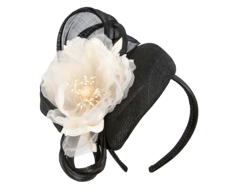 Astonishing black & cream pillbox racing fascinator by Fillies Collection - Hats From OZ UK Astonishing black & cream pillbox racing fascinator by Fillies Collection - Image 2