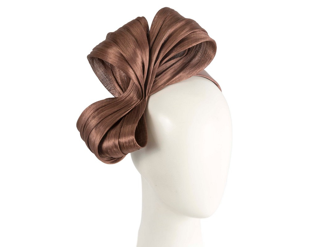 Exclusive coffee-color silk abaca bow by Fillies Collection - Hats From OZ UK