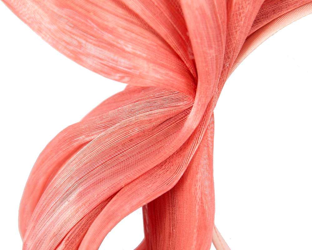 Exclusive coral silk abaca bow by Fillies Collection - Hats From OZ UK Exclusive coral silk abaca bow by Fillies Collection - Image 3