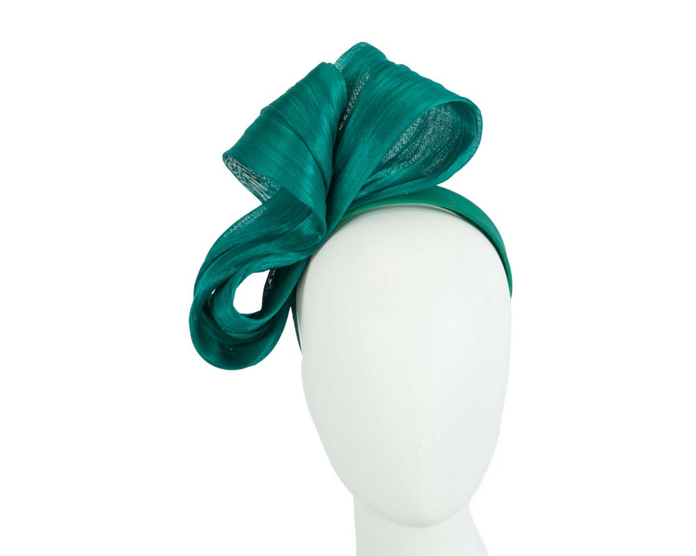 Exclusive teal silk abaca bow by Fillies Collection - Hats From OZ UK | S242TE Exclusive teal silk abaca bow by Fillies Collection - Hats From OZ UK