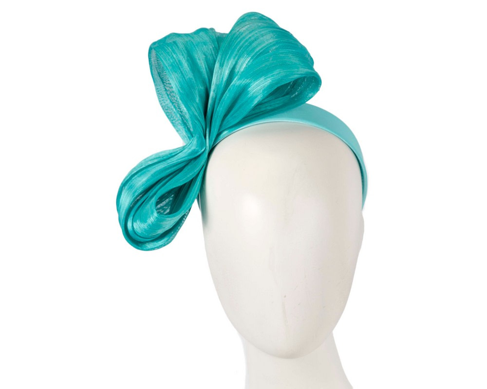 Exclusive turquoise silk abaca bow by Fillies Collection - Hats From OZ UK | S242TQ Exclusive turquoise silk abaca bow by Fillies Collection - Hats From OZ UK