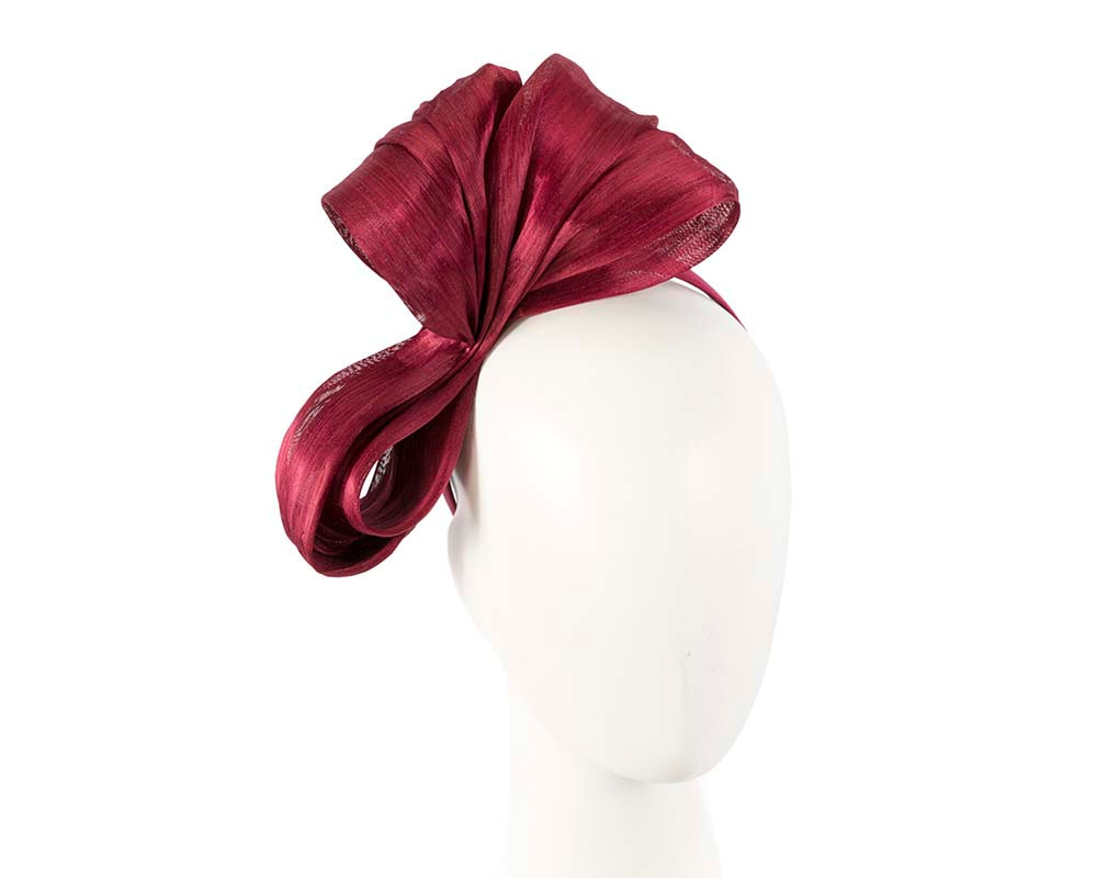 Exclusive burgundy wine silk abaca bow by Fillies Collection - Hats From OZ UK | S242W Exclusive burgundy wine silk abaca bow by Fillies Collection - Hats From OZ UK