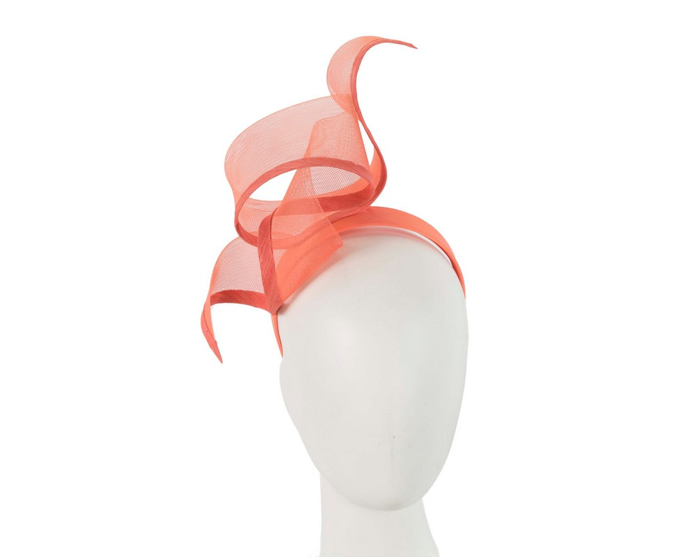 Sculptured coral racing fascinator by Fillies Collection - Hats From OZ UK | S246CR Sculptured coral racing fascinator by Fillies Collection - Hats From OZ UK