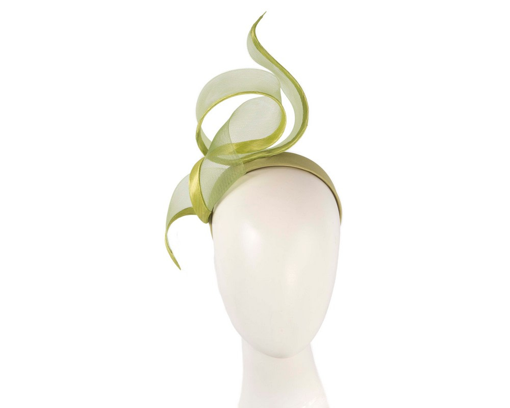 Sculptured lime green racing fascinator by Fillies Collection - Hats From OZ UK Sculptured lime green racing fascinator by Fillies Collection