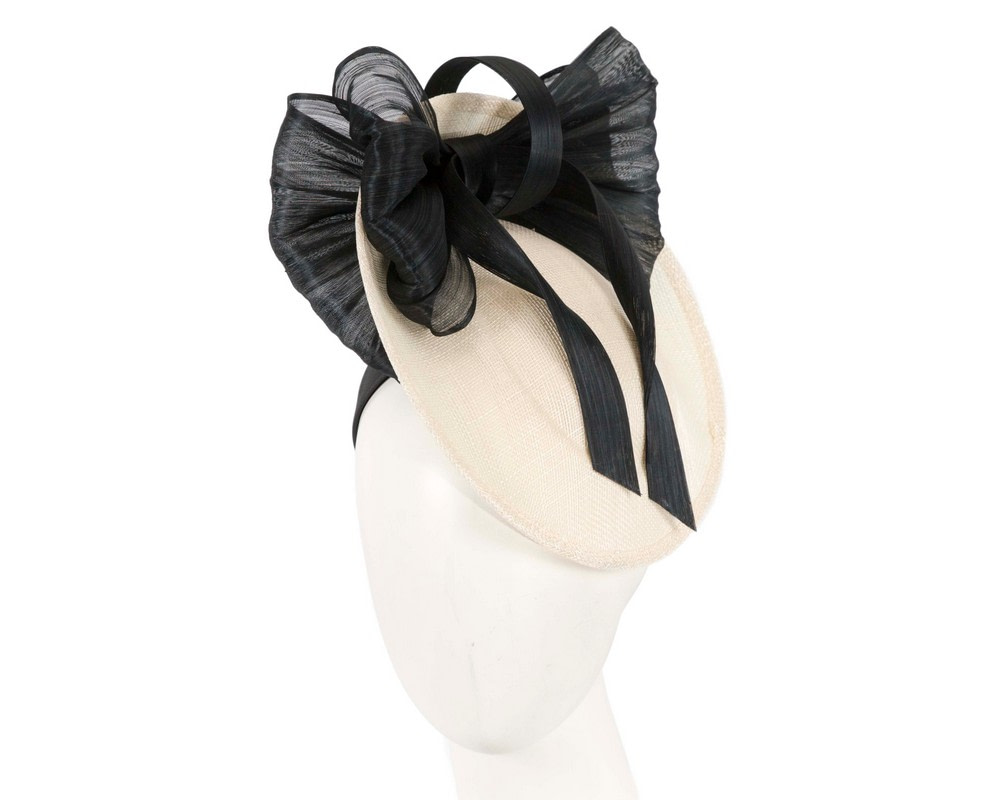 Cream & black fascinator with bow by Fillies Collection - Hats From OZ UK | S252CB Cream & black fascinator with bow by Fillies Collection - Hats From OZ UK