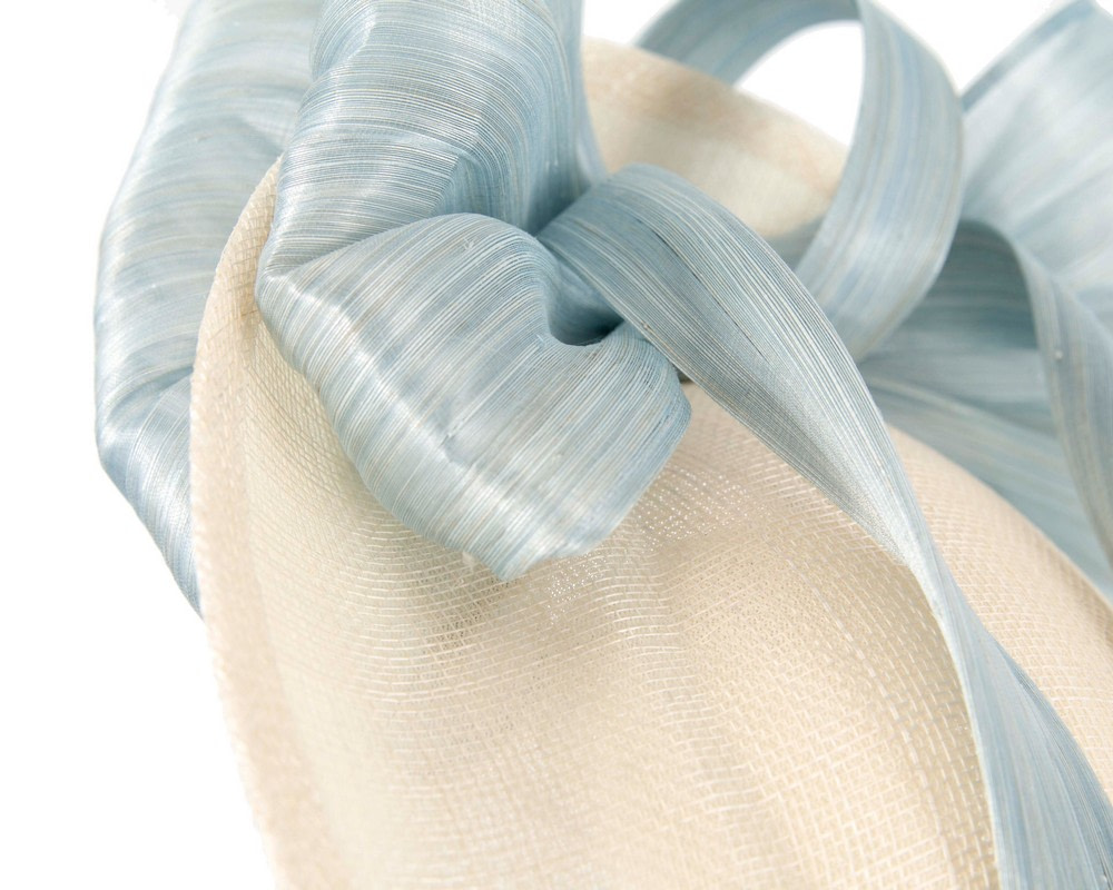 Cream & blue fascinator with bow by Fillies Collection - Hats From OZ UK Cream & blue fascinator with bow by Fillies Collection - Image 6