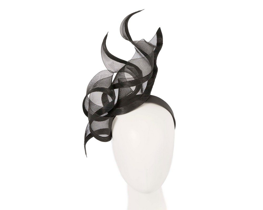 Bespoke black racing fascinator by Fillies Collection - Hats From OZ UK Bespoke black racing fascinator by Fillies Collection