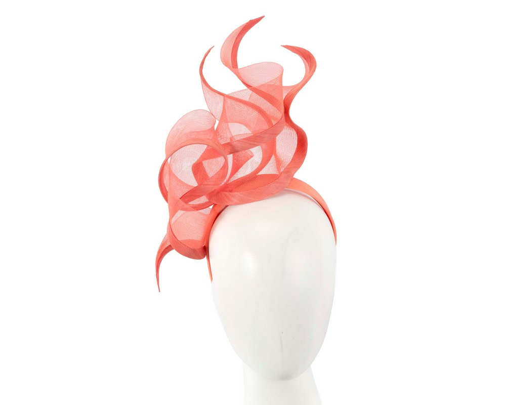 Bespoke coral racing fascinator by Fillies Collection - Hats From OZ UK | S253CR Bespoke coral racing fascinator by Fillies Collection - Hats From OZ UK
