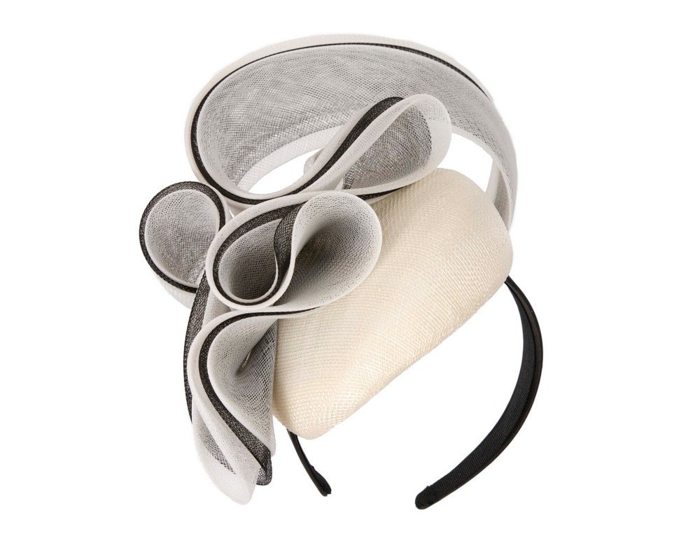 Cream and black racing fascinator by Fillies Collection - Hats From OZ UK Cream and black racing fascinator by Fillies Collection - Image 2