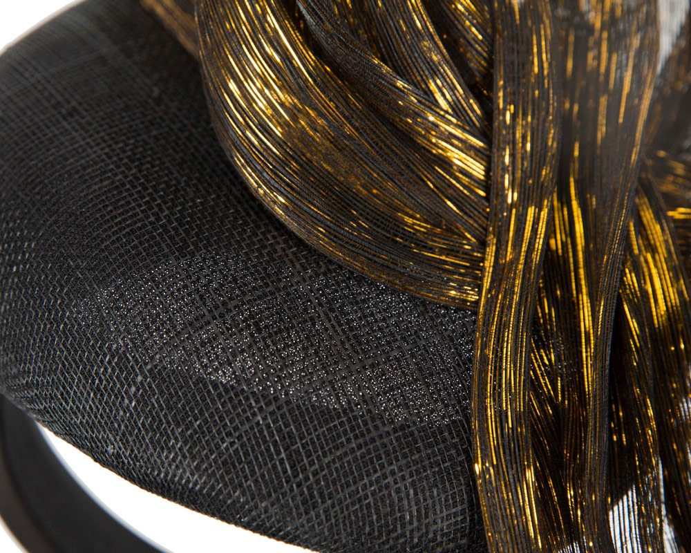 Black pillbox fascinator with gold bow by Fillies Collection - Hats From OZ UK Black pillbox fascinator with gold bow by Fillies Collection - Image 5