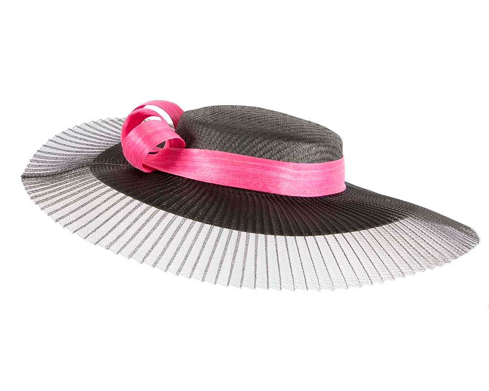 Large black & fuchsia boater hat by Fillies Collection - Hats From OZ UK Large black & fuchsia boater hat by Fillies Collection - Image 6