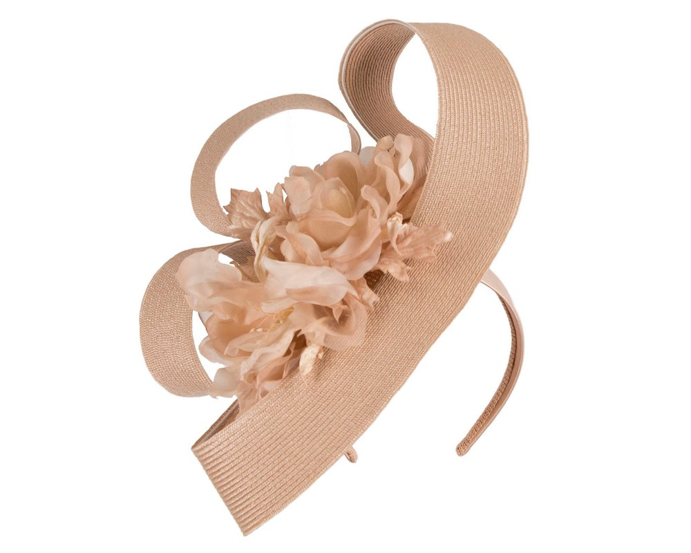 Large nude fascinator with flower by Fillies Collection - Hats From OZ UK Large nude fascinator with flower by Fillies Collection - Image 2