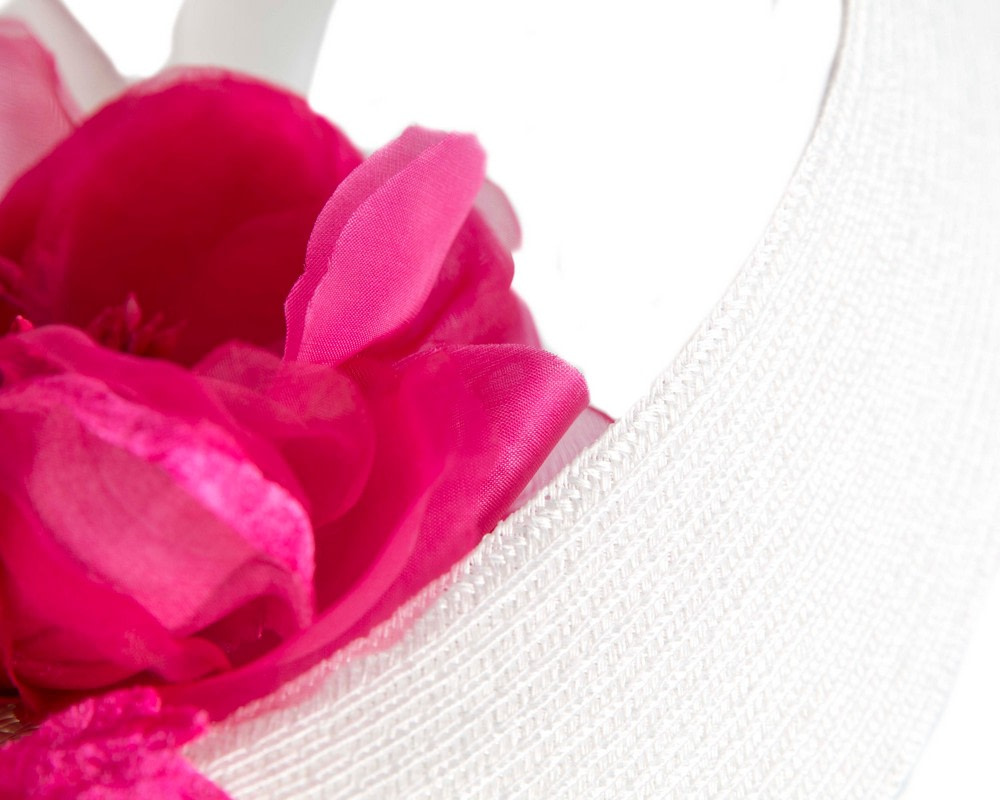Large white & fuchsia fascinator with flower by Fillies Collection - Hats From OZ UK Large white & fuchsia fascinator with flower by Fillies Collection - Image 4