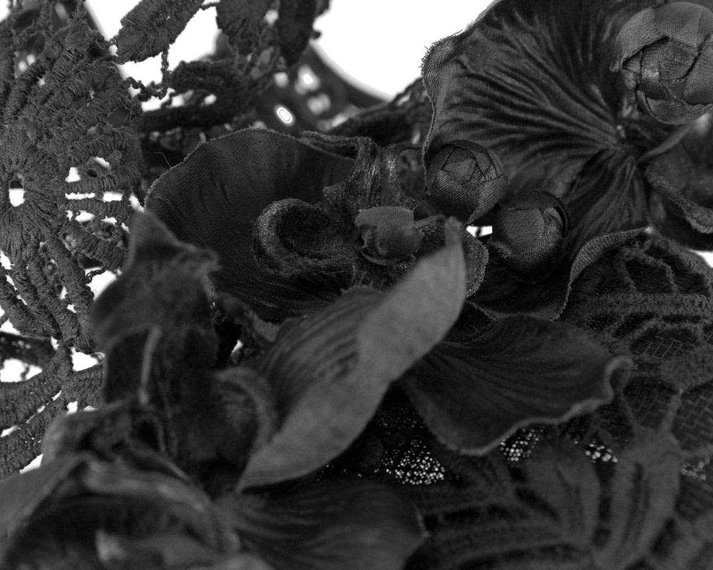 Black lace covered pillbox fascinator. - Hats From OZ UK Black lace covered pillbox fascinator. - Image 5