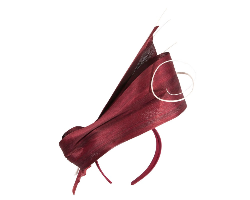 Edgy wine & cream fascinator by Fillies Collection - Hats From OZ UK Edgy wine & cream fascinator by Fillies Collection - Image 6