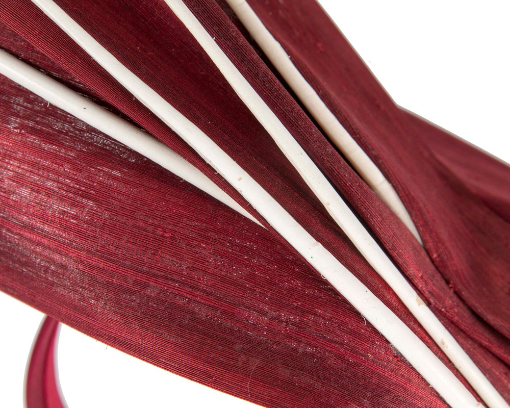 Edgy wine & cream fascinator by Fillies Collection - Hats From OZ UK Edgy wine & cream fascinator by Fillies Collection - Image 5