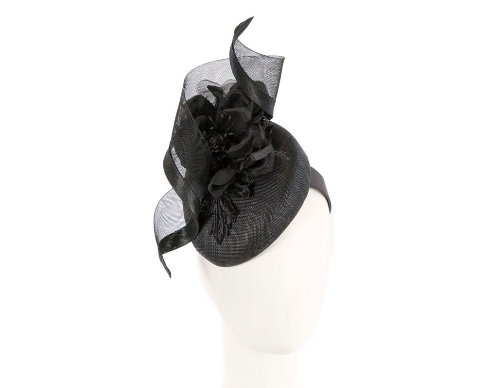 Black pillbox fascinator with flower by Fillies Collection - Hats From OZ UK