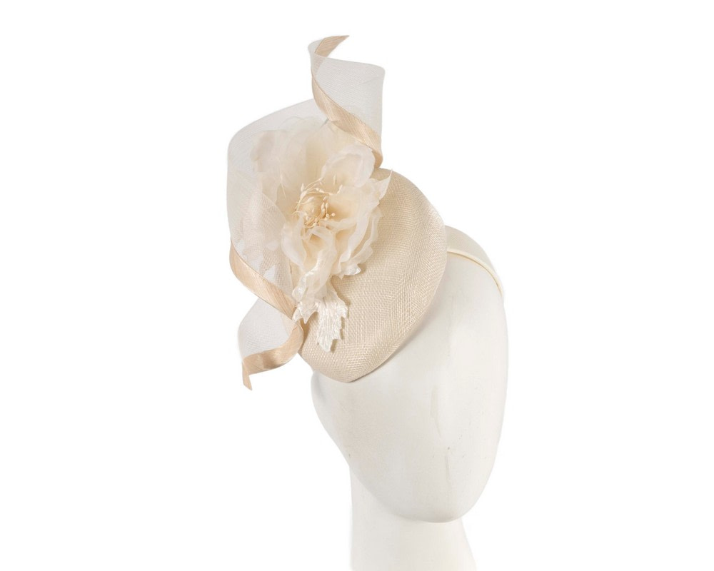 Cream pillbox fascinator with flower by Fillies Collection - Hats From OZ UK