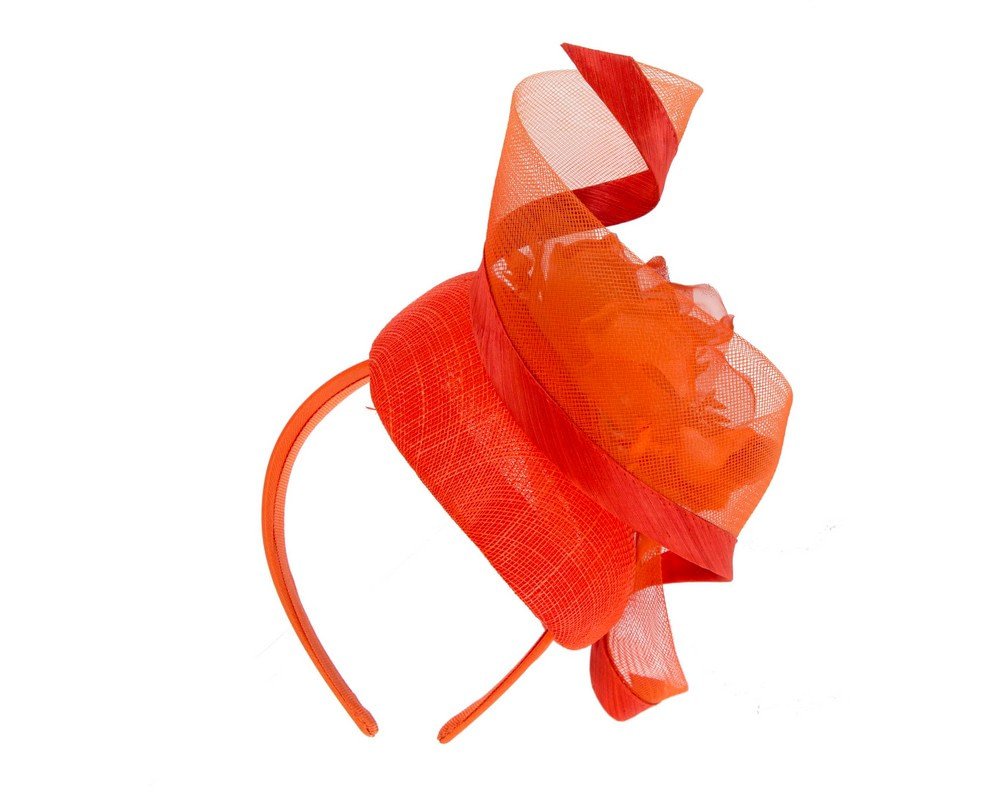 Orange pillbox fascinator with flower by Fillies Collection - Image 6