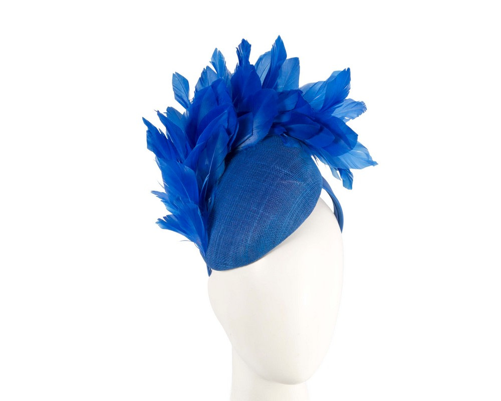Royal Blue feather spring facing fascinator - Hats From OZ UK