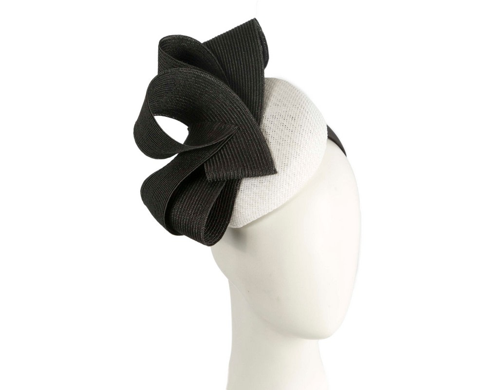 White & Black pillbox fascinator by Fillies Collection - Hats From OZ UK | S286WB White & Black pillbox fascinator by Fillies Collection - Hats From OZ UK