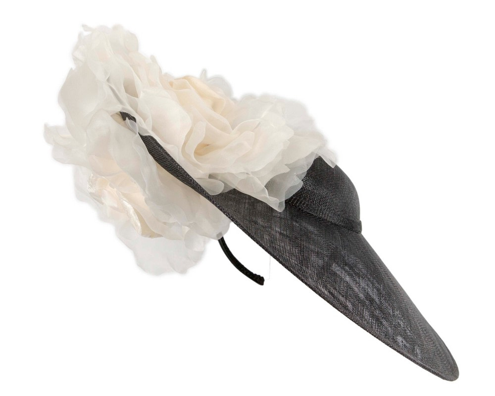 Large black & cream racing fascinator hat by Fillies Collection - Hats From OZ UK Large black & cream racing fascinator hat by Fillies Collection - Image 2