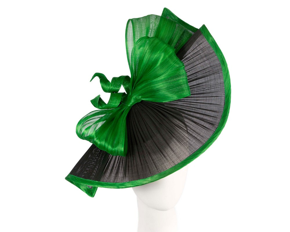 Large black & green jinsin racing fascinator by Fillies Collection - Hats From OZ UK