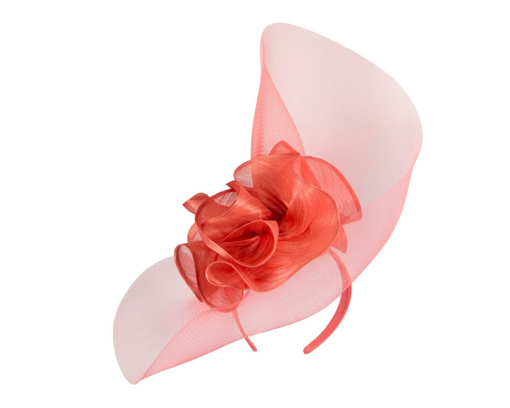 Large coral racing fascinator by Fillies Collection - Hats From OZ UK Large coral racing fascinator by Fillies Collection - Image 2
