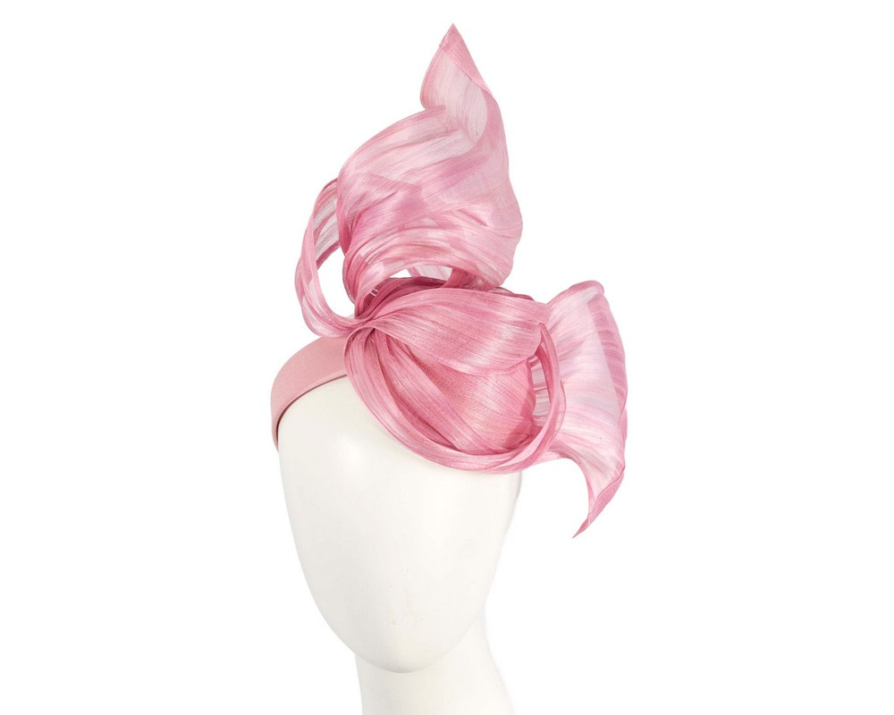 Bespoke dusty pink silk abaca fascinator by Fillies Collection - Hats From OZ UK