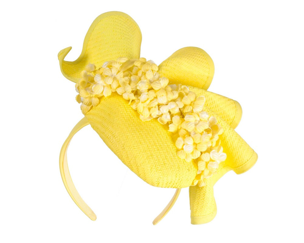 Fluro yellow pillbox with flowers by Fillies Collection - Hats From OZ UK Fluro yellow pillbox with flowers by Fillies Collection - Image 2