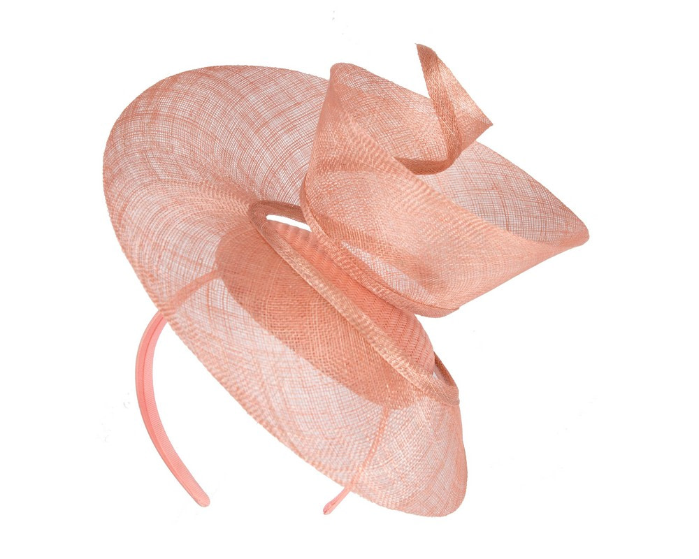 Bespoke coral sinamay fascinator by Fillies Collection - Image 2