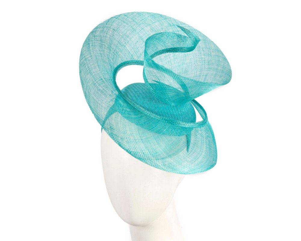 Bespoke turquoise sinamay fascinator by Fillies Collection - Hats From OZ UK | S296TQ Bespoke turquoise sinamay fascinator by Fillies Collection - Hats From OZ UK