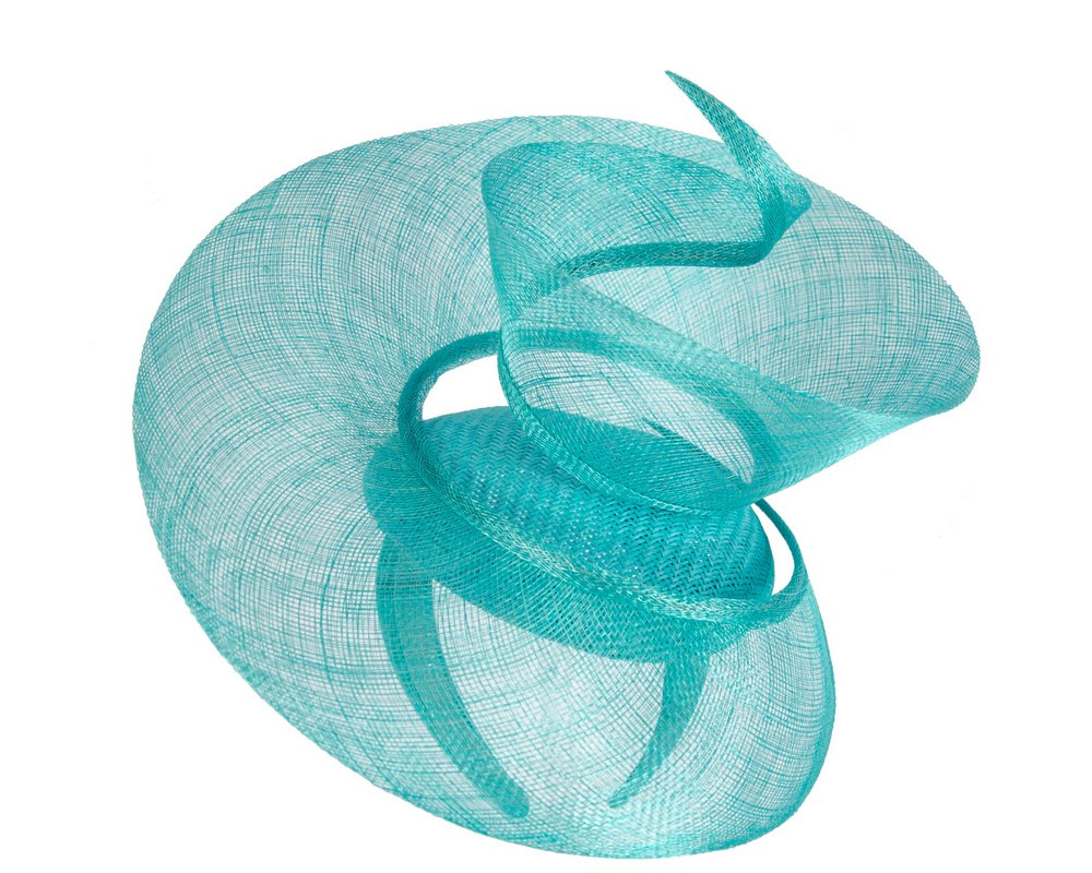 Bespoke turquoise sinamay fascinator by Fillies Collection - Hats From OZ UK Bespoke turquoise sinamay fascinator by Fillies Collection - Image 2