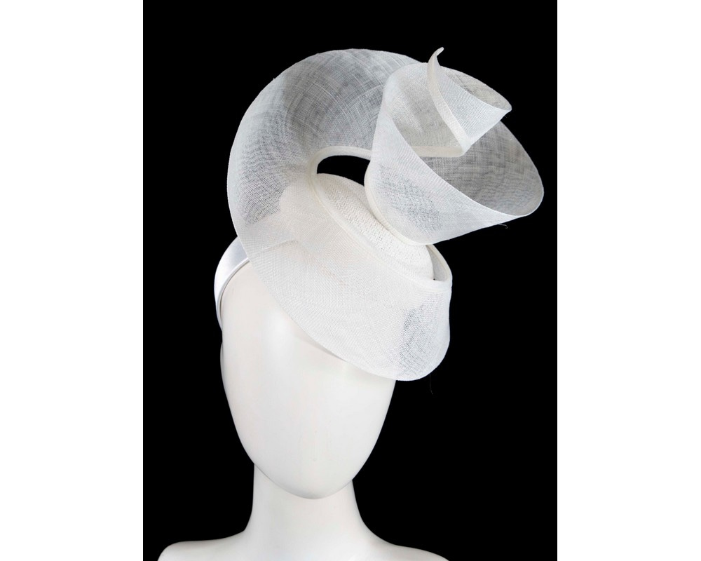 Bespoke white sinamay fascinator by Fillies Collection - Hats From OZ UK | S296WHT Bespoke white sinamay fascinator by Fillies Collection - Hats From OZ UK